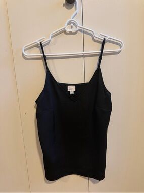 a new day Black V-Neck Satin Camisole Tank